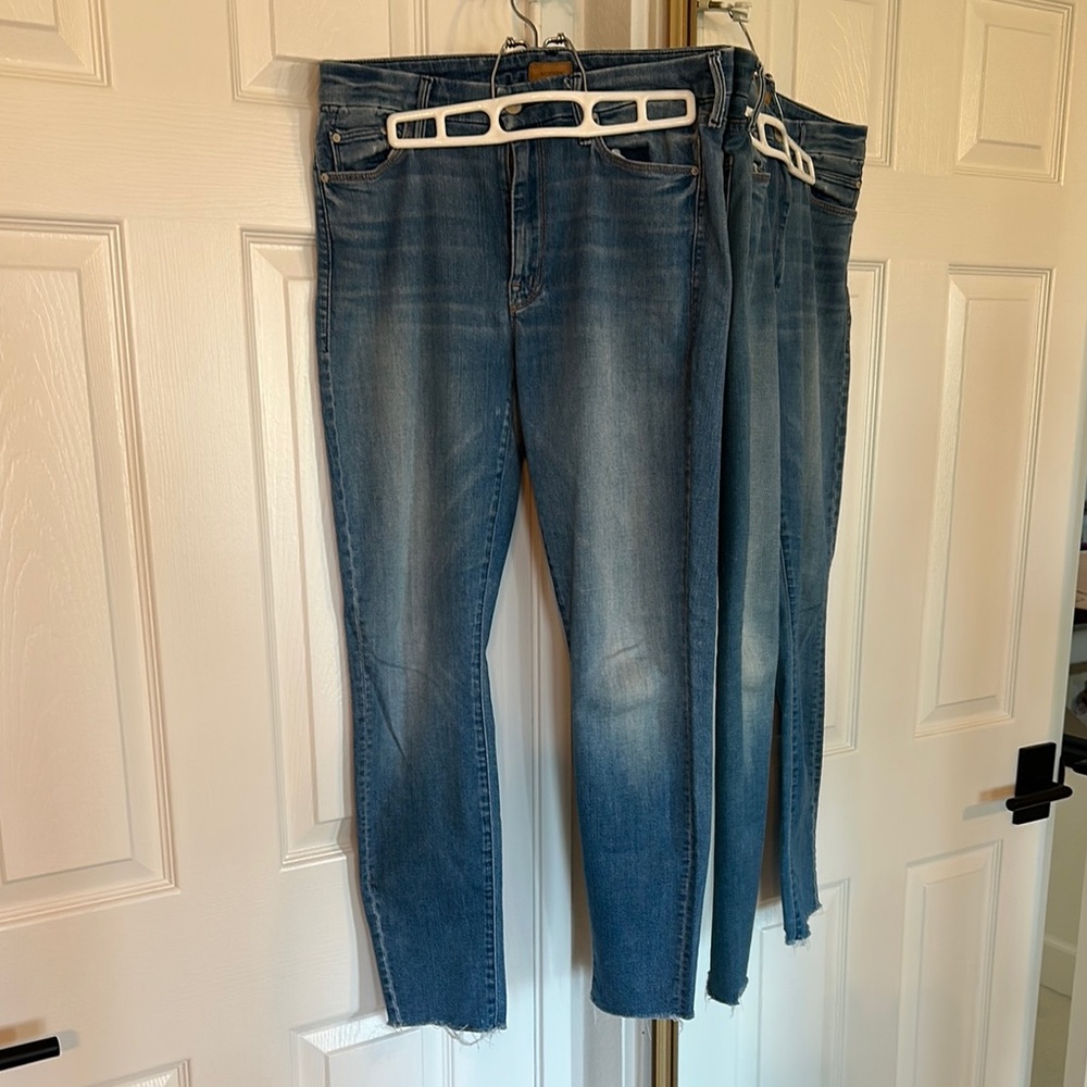 Mother Denim looker ankle fray in birds of paradise wash